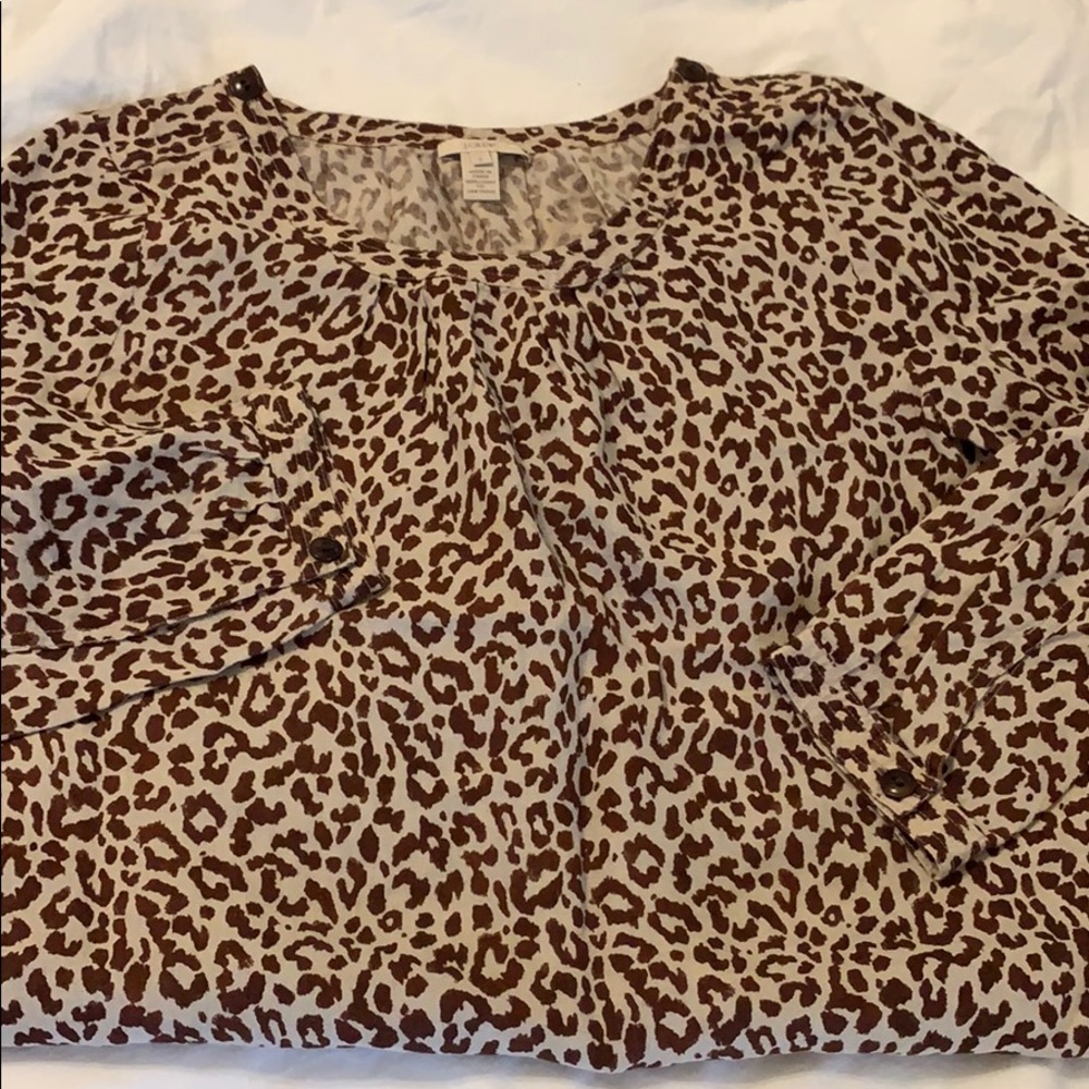 J.Crew Leopard Print Linen Top